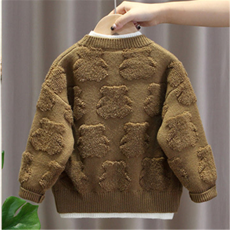 Toddler Boy Round Neck Bear Sweater
