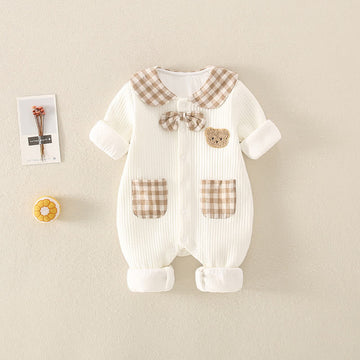 Baby Bear Plaid Bowknot Romper