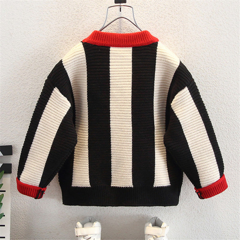Toddler Boy Vertical Stripe Design Knitted Sweater