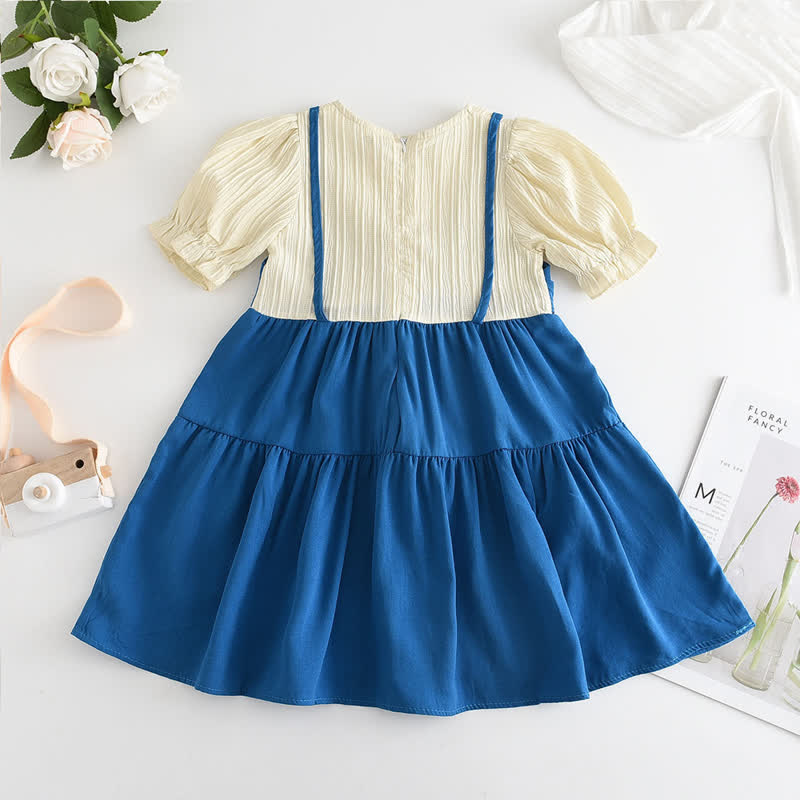 Toddler Girl Bowknot Splicing Dress