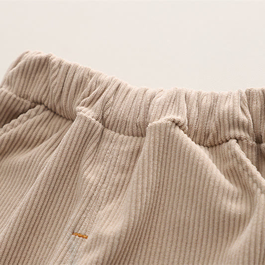 Toddler Striped Bear Patch Corduroy 2 Pieces Set