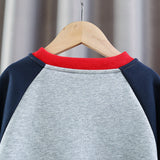 Toddler Contrast Sleeves Smile Color Block Fleece Sweatshirt