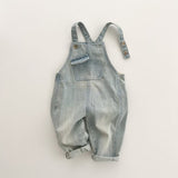 Toddler Denim Pocket Retro Style Casual Overalls