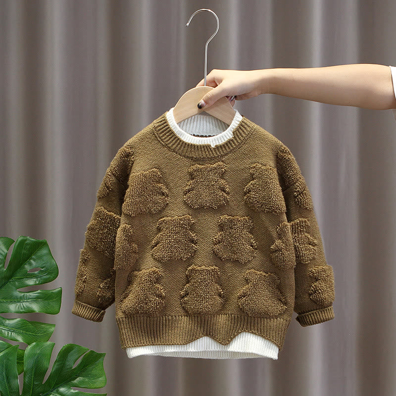 Toddler Boy Round Neck Bear Sweater