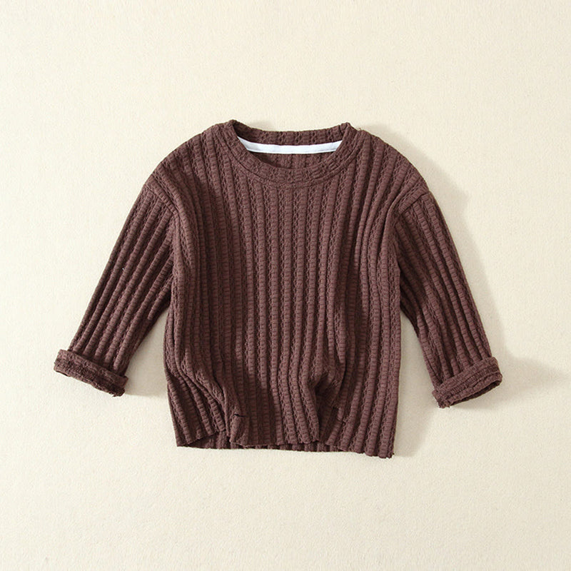 Toddler Ribbed Solid Color Ripped Sweatshirt