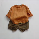 Toddler Retro Solid Color Linen Tee