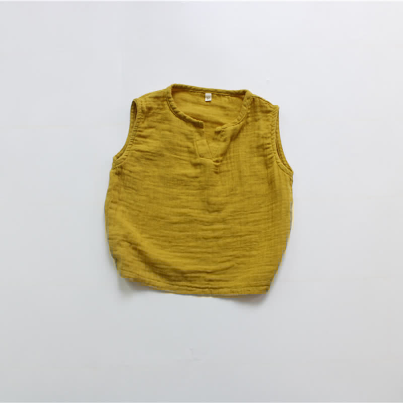 Toddler Retro Solid Color V Neck Tank Top