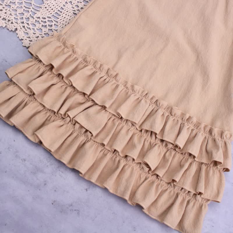 Toddler Girl Solid Color Lace Trim Sleeveless Dress