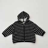 Toddler Striped Zipper Hooded Coat