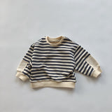 Toddler Boy Striped Crew Neck Casual Sweatshirt