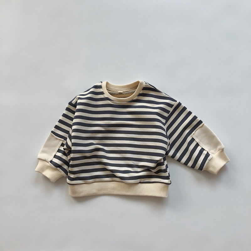 Toddler Boy Striped Crew Neck Casual Sweatshirt
