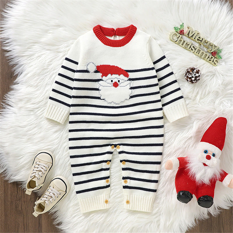 Baby Santa Claus Knitted Striped Romper