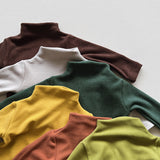 Toddler High Collar Solid Color Warm T-shirt