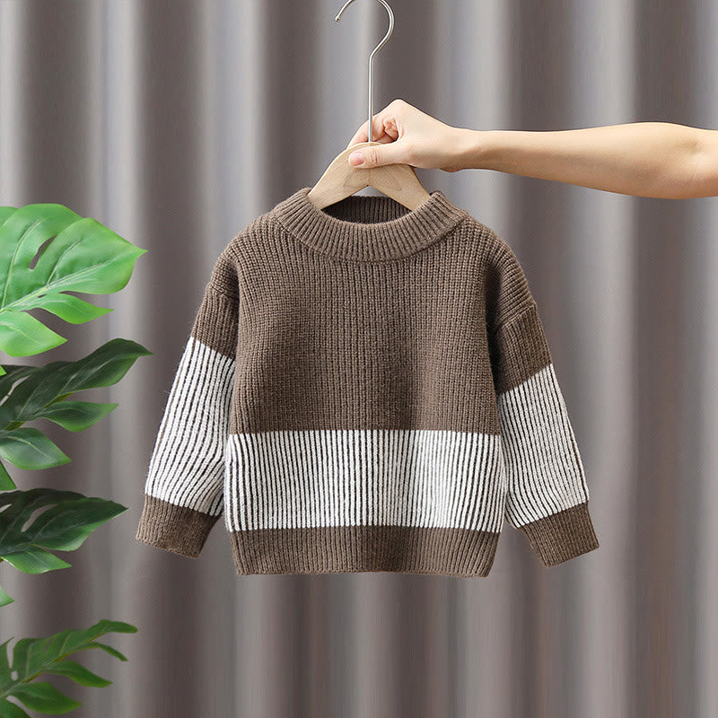Toddler Boy Vertical Stripe Round Neck Sweater