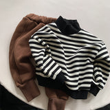 Toddler Mock Neck Striped Fleece Lined Sweatshirt