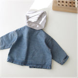 Toddler Blue Denim Fake 2 Pieces Hooded Coat