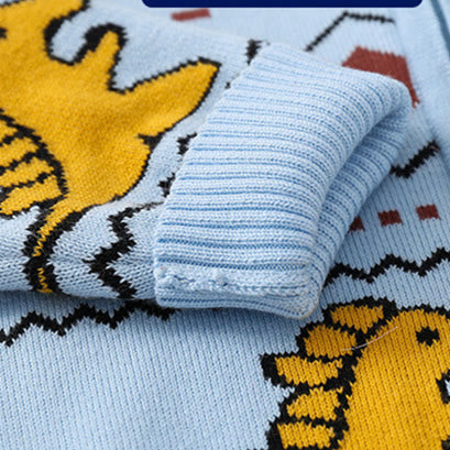 Toddler Dinosaur Color Block Zipper Cardigan