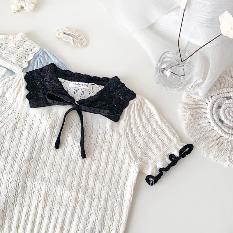 Baby Toddler Hollow Out Lapel Knitted Tee