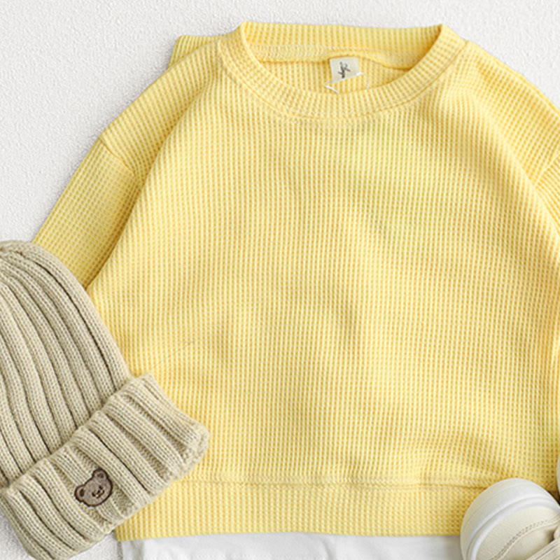 Toddler Waffle Solid Color Sweatsuit 2 Pieces Set