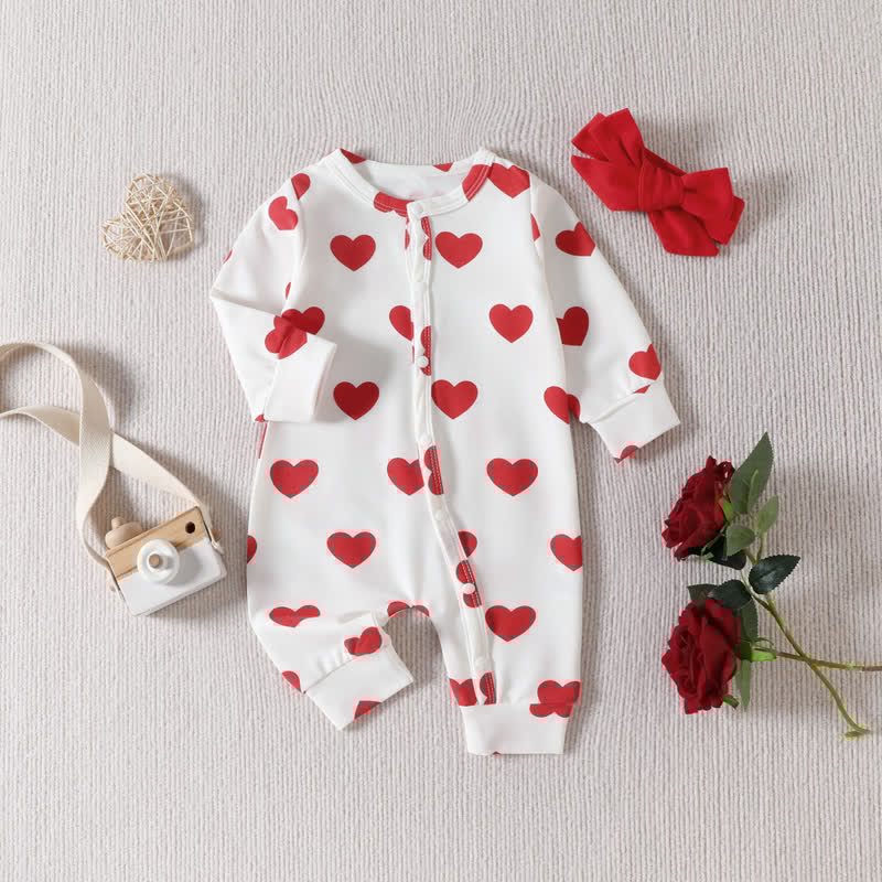 Baby Love Heart Newborn Romper with Headband