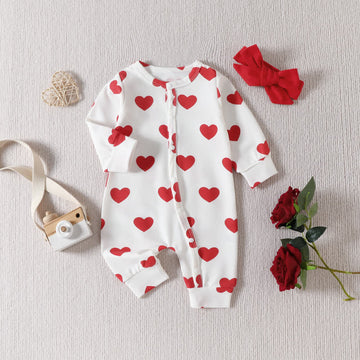 Baby Love Heart Newborn Romper with Headband