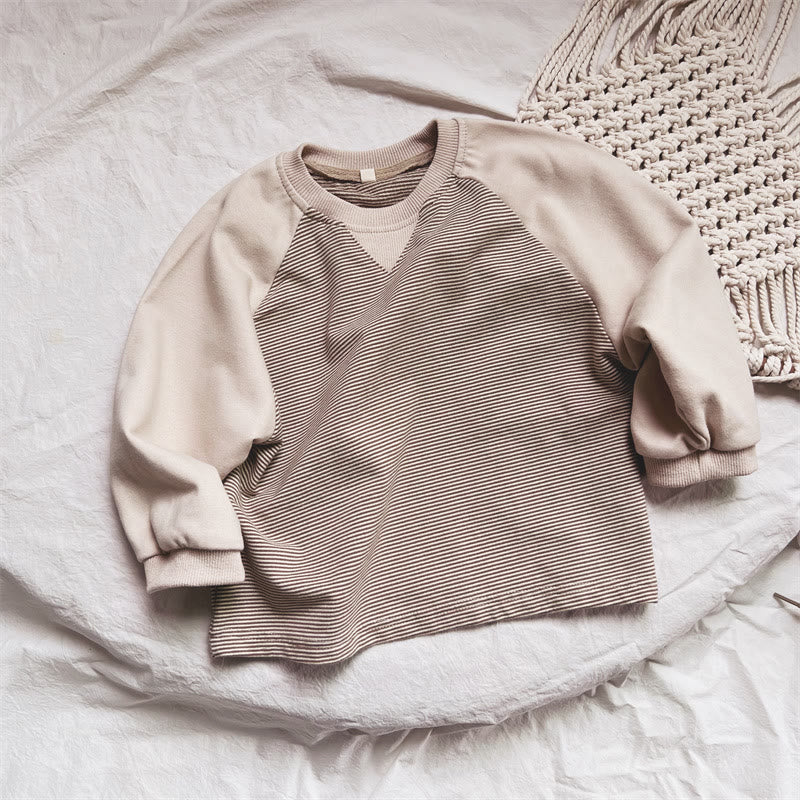Toddler Contrast Sleeves Striped Casual Sweatshirt