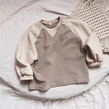 Toddler Contrast Sleeves Striped Casual Sweatshirt