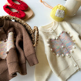 Toddler 3D Dots Heart Knitted Cardigan