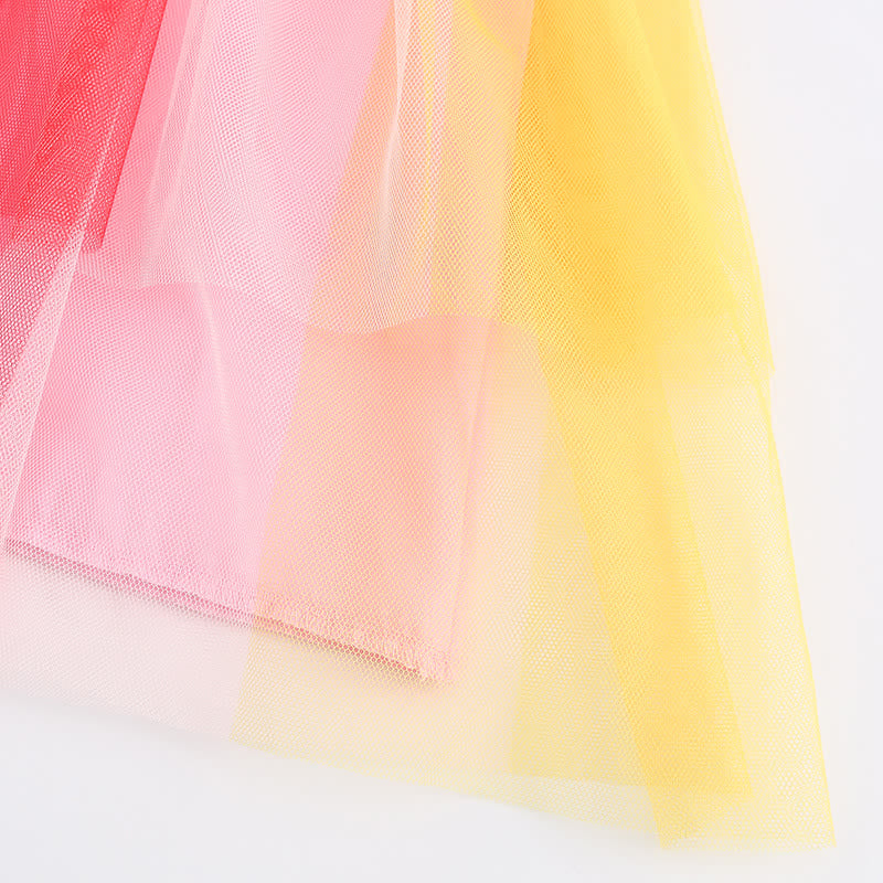 Toddler Girl Rainbow Mesh Loose Dress