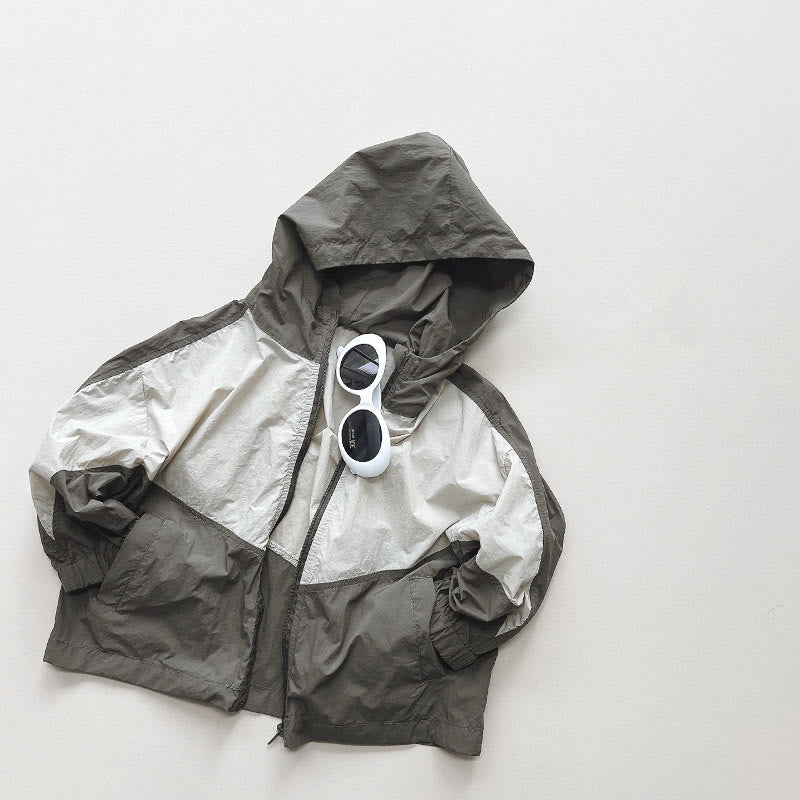 Toddler Loose Color Block Hooded Coat
