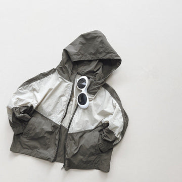 Toddler Loose Color Block Hooded Coat