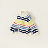 Toddler Colorful Striped Zipper Knitted Fleece Coat