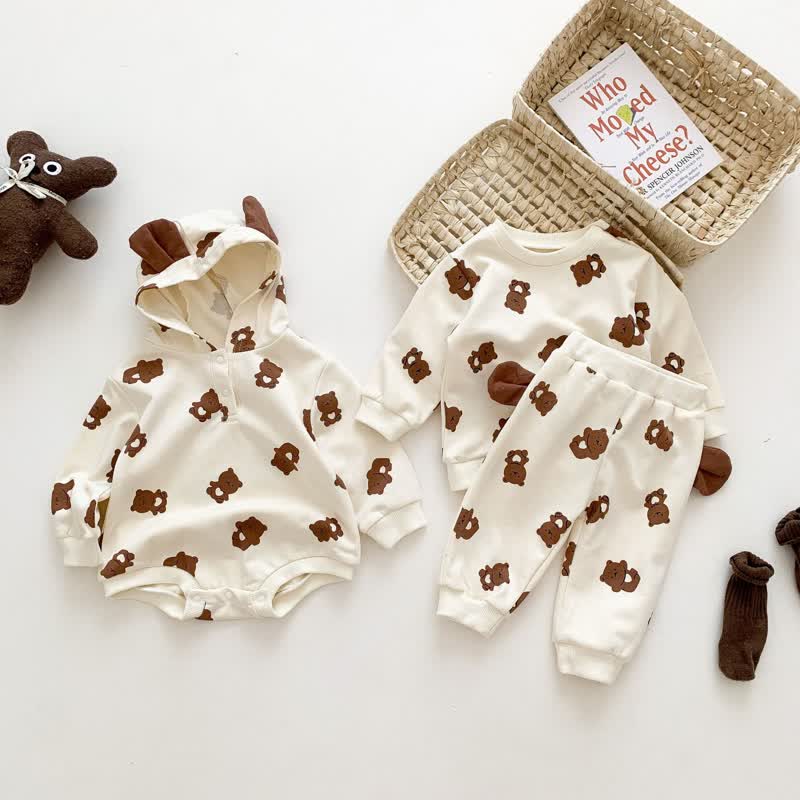 Baby Bear Bodysuit Sweatshirt Set