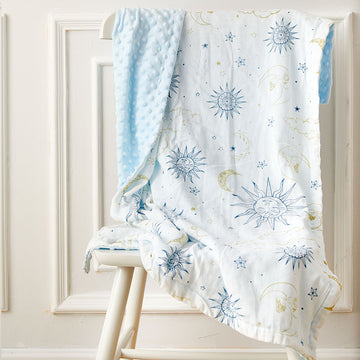 Blue Universe Dimple Dot Bamboo Fibre Baby Blanket