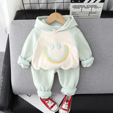 Toddler Smile Fleece Hooded Sweatsuit 2 Pieces Set
