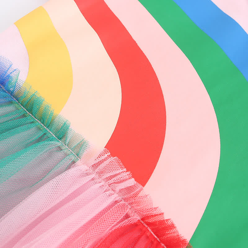 Toddler Girl Rainbow Mesh Loose Dress