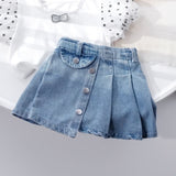 Toddler Girl Denim Pleated Skirt