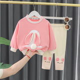 Toddler Girl Lovely Bunny 3D Ears Tail 2 Pieces Set