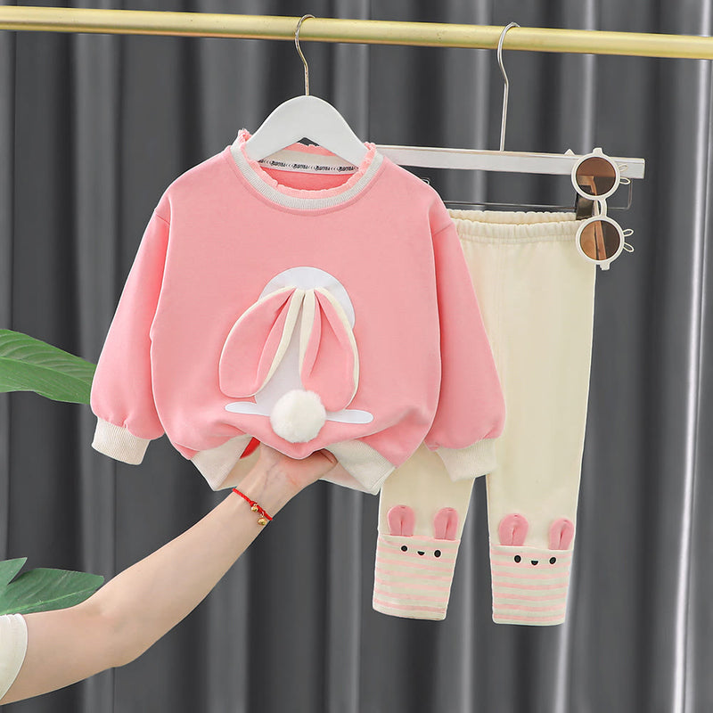 Toddler Girl Lovely Bunny 3D Ears Tail 2 Pieces Set