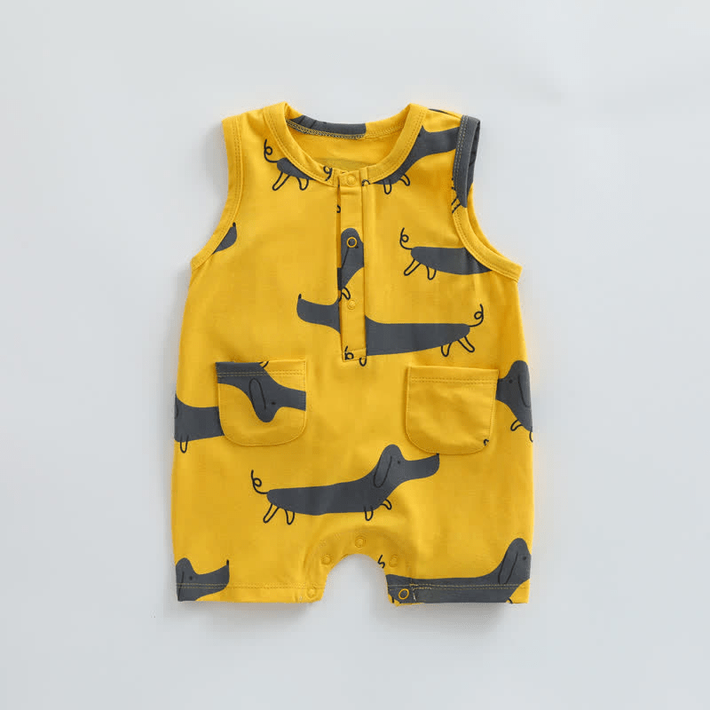 Baby Animal Dot Fruit Crew Neck Romper