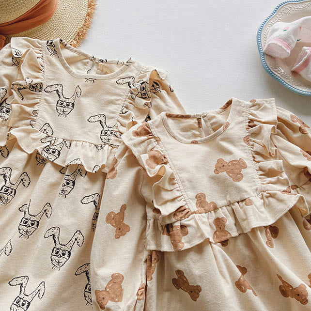 Toddler Girl Stringy Selvedge Animal Dress