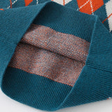 Toddler Retro Style Blue Diamond Round Neck Sweater