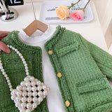 Toddler Girl Green Knitted Sweet Coat