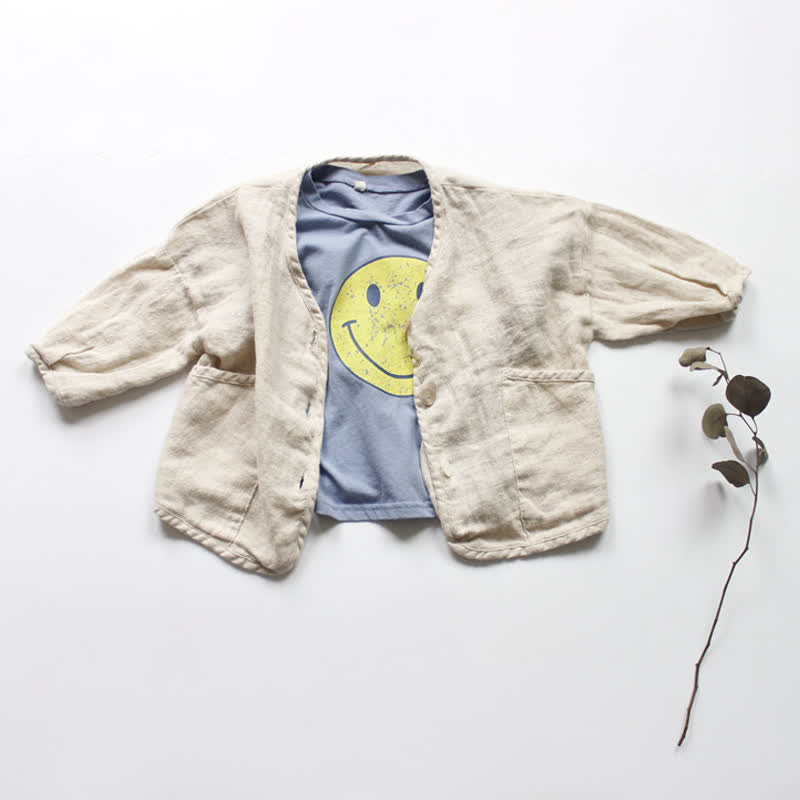 Toddler Polka Dot Linen Loose Outerwear