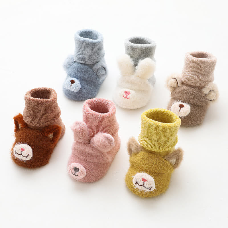 Baby Cartoon Animal 3D Ears Fleece Floor Socks
