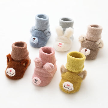 Baby Cartoon Animal 3D Ears Fleece Floor Socks