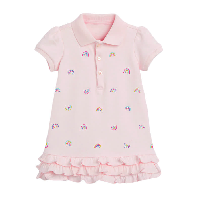 Toddler Girl Rainbow Polo Collar Dress