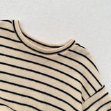 Toddler Round Neck Apricot Striped Soft T-shirt