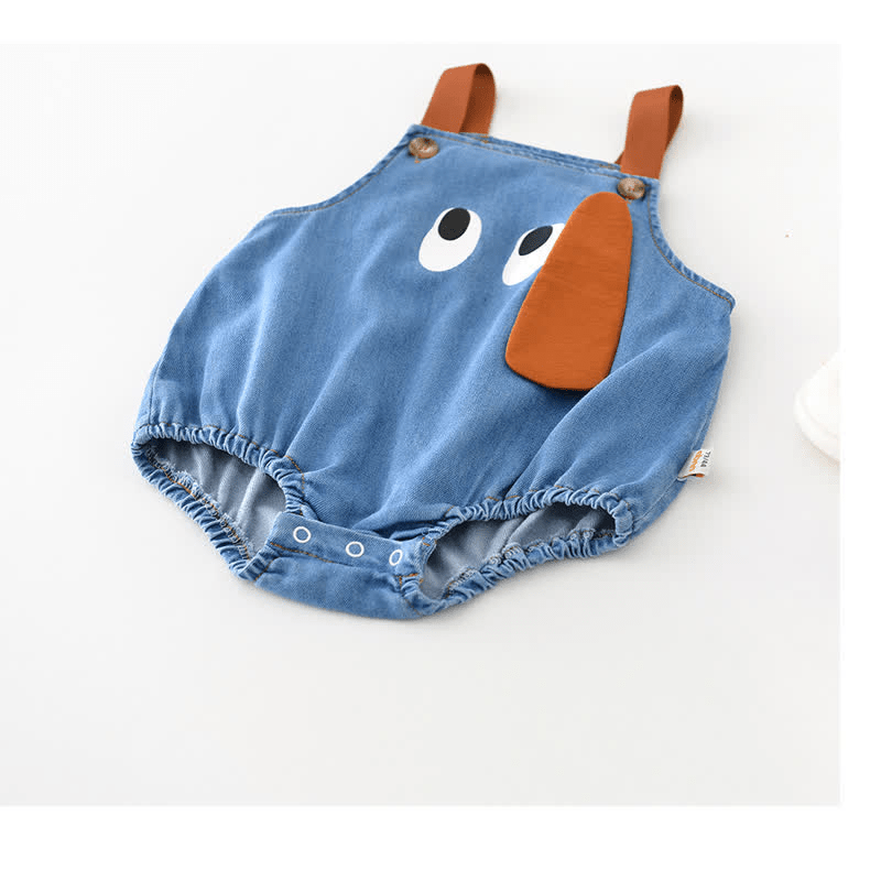 Baby Dog Denim Strap Bodysuit