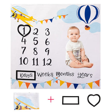 Baby Hot Air Balloon Monthly Growth Milestone Blanket